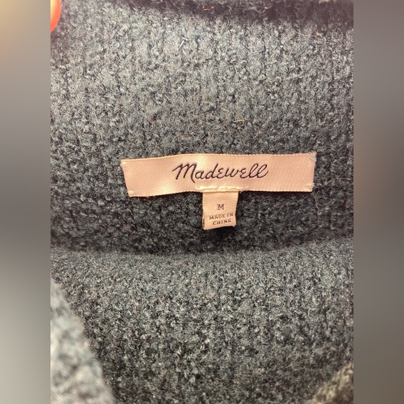 Madewell Waffle Funnel Neck Knit Sweater - Hunter Green - Size M - Picture 4 of 4